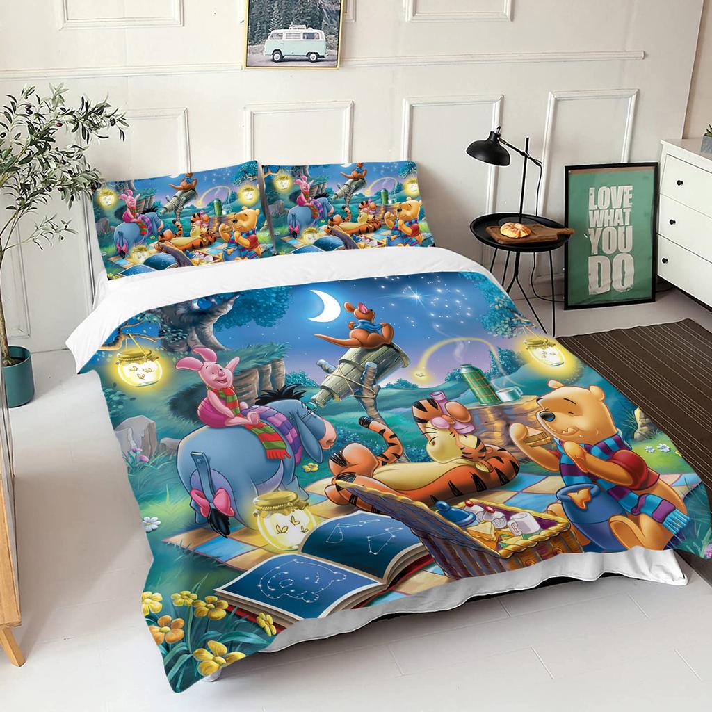 Winnie The Pooh Bear Bedding Set Duvet Cover Queen With Pillowcase 3d Children'S Bedding Set Universal Suitable For Children