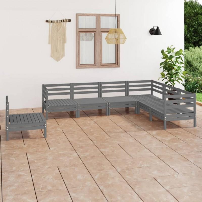 Day and Night - Day and Night Garden Furniture Set 7 Pieces Solid Gray Pine Wood