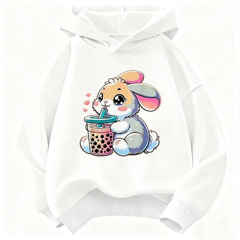 2026 Cute Rabbit Graphic Hoodie Kids Children's Sweatshirt Hoody for Boys Girls Casual Hoodies Clothes