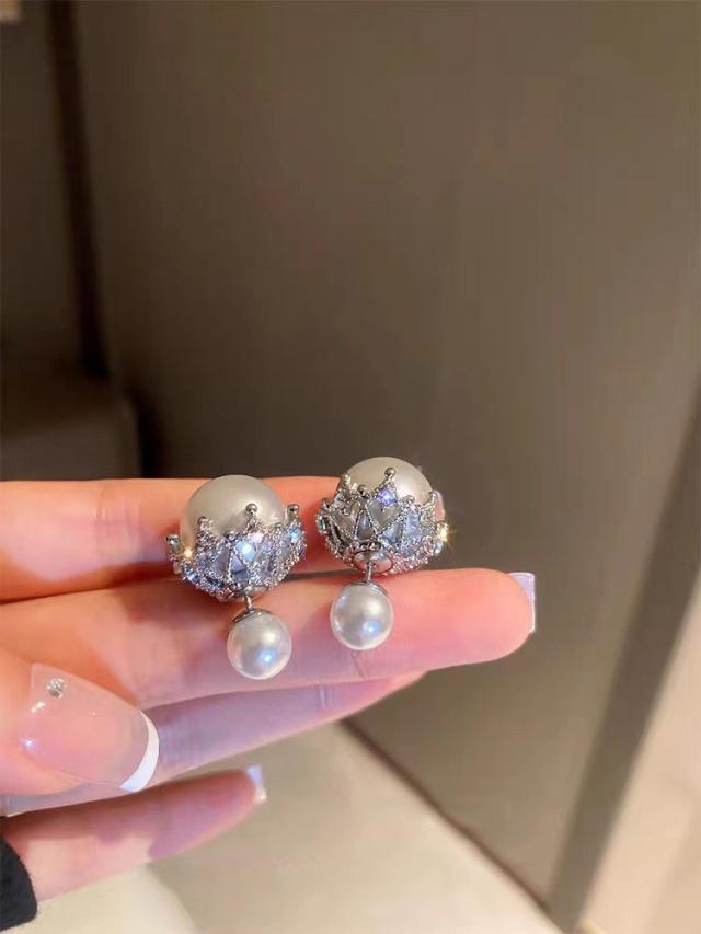 S925 Silver Needle Pearl Stud Earrings for Women