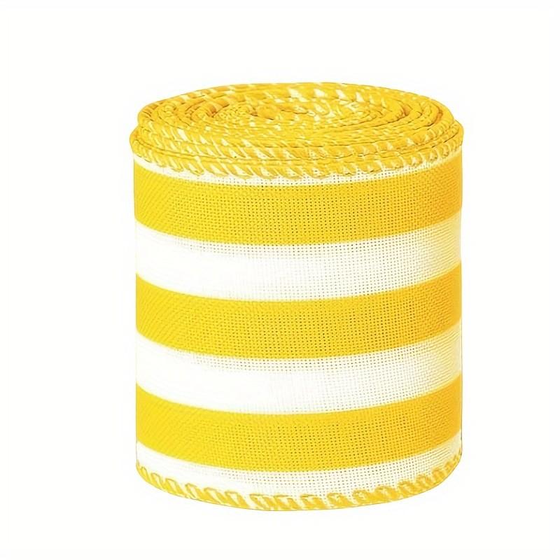 Festival Bee Delightful Yellow Checkered And Striped Burlap Ribbon For Festive Gift Wrapping And Arrangements Decorative