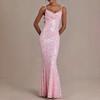 2026 European and American cross-border celebrity dress sequined bead tube suspender fishtail skirt dinner party backless slim dress