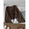 Women's Casual Solid Color Front Semi-Fitted Flare Sleeve Blouse V Neck Knit Cottagecore Spring Fall
