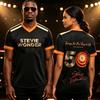 Camiseta Stevie Wonder Songs in The Key of Life 50º Aniversário Gola V Verão Manga Curta Unissex Streetwear Estampada