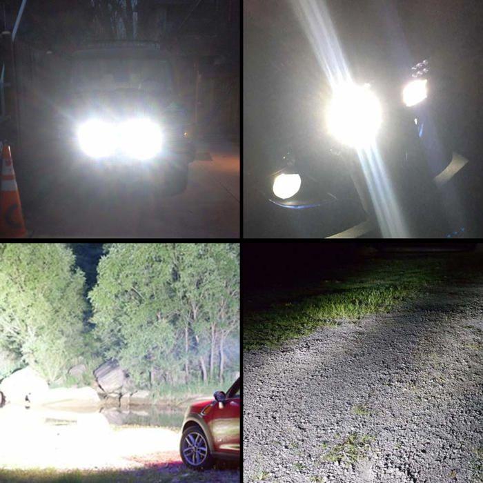 4 X 42W Phare de Travail à led, Projecteur Ronde 12V 24V Phares Longue Portee led IP67 Spot Flood Lumière de recul(4 PCS)