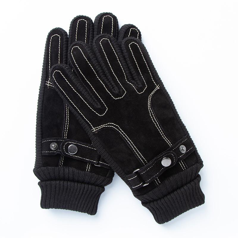 Winter Skiing Warm Cycling Gloves Genuine Leather Men's Plus Fleece Thickened Cold-proof Waterproof Touch Screen Outdoor Motorcycle Electric Vehicle