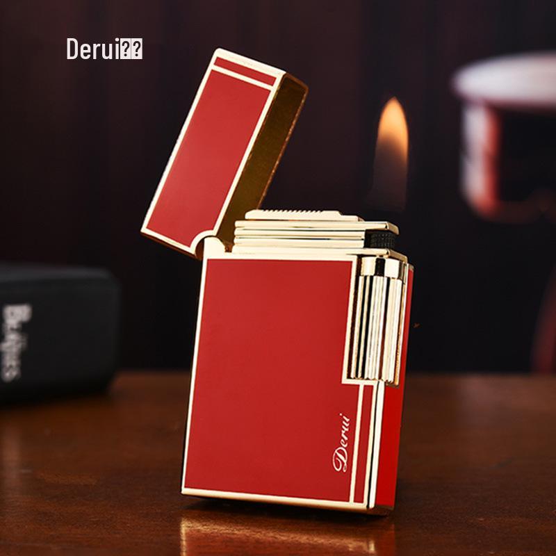 De Rui Creative Steel Shell Flint Lighter - Loud Sound, Open Flame, Inflatable, Side-Sliding, High-End Design