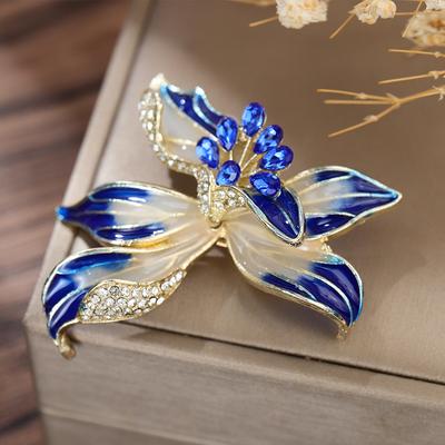 Temperament Enamel Iris Flower Brooches For Women Clothing Coat Jewelry Accessries