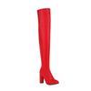 Q/Women's High Heels Boots, Fashionable Solid Color Pointed Thick Heels, Oversized Knee Length Boots