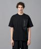 COMSPACE1980 Overside Zipper Pocket Woven Contrast T-Shirt_Black