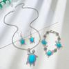 Vintage Exotic Fashionable Turquoise Turtle Necklace Set Three Pieces Bracelet Jewelry Earrings