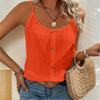 Women Sleeveless Round Neck Button Decor Casual Tank Top Lightweight Relaxed Fit Vest Blouse for Daily Wear