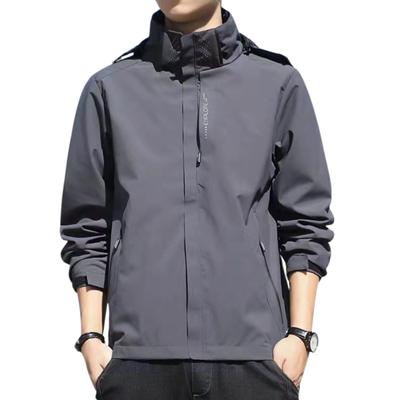 Nylon Jacket Windbreaker Autumn Winter Hooded Lightweight Parka Light Mountain Parka Outerwear Climbing Water Repellent Fabric [Azul Mar] Men's