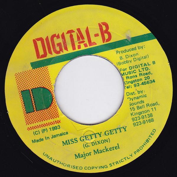 7inch Record MAJOR MACKEREL  Miss Getty Getty NONE DIGITALB 1993 Jamaica Reggae Ska  Dub Used
