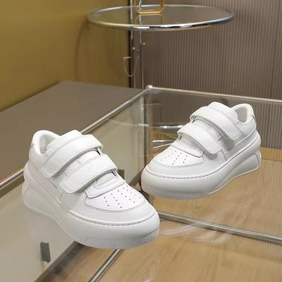 Smiley Little White Shoes Women's Leather Velcro Thick-soled Heightening Board Shoes Muffin Casual Sneakers