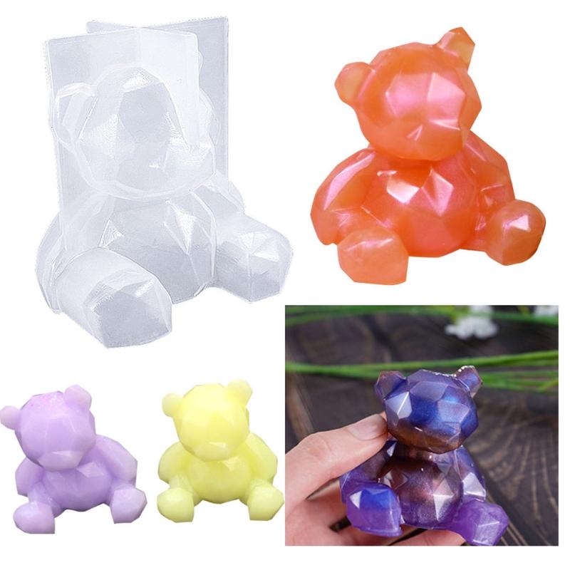 Handicrafts Soap Plaster Candle Resin Casting Mold 3D Handmade Geometric Bear Mold DIY Car Aromatherapy Silicone Mold