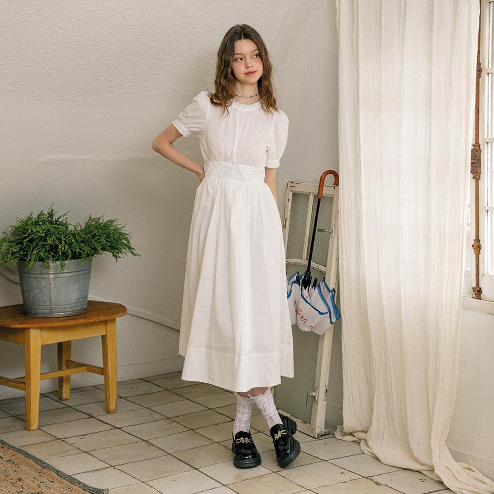 Deondeulob Dd_Solid Color Cotton Dress_White