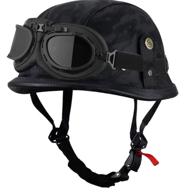 Motorcycle Half Helmet German Leather Vintage Helmet Casco Moto Motorcycle Open Face Helmet Biker Pilot