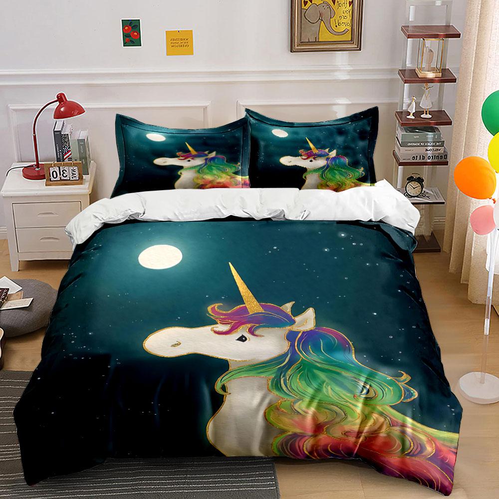 

Rainbow-maned unicorn design. Bedding sets Duvet cover sets Duvet covers Pillowcases(1 * Duvet Cover 2 * Pillowcases, without duvet insert) 135x200cm