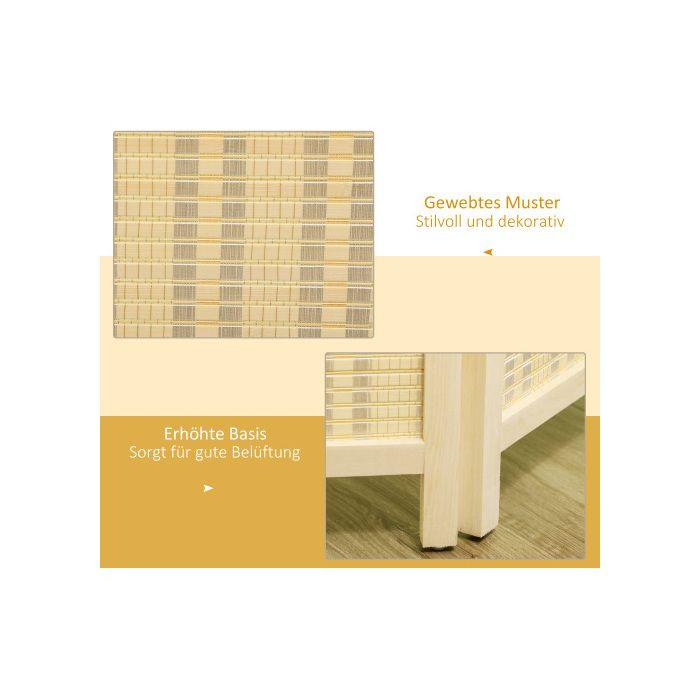 Paravent - MUVOE - 4 Panneaux - Bambou et Coton - Pliable - 180 x 180 cm