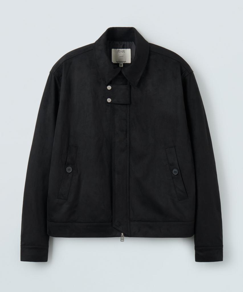 Piari Two-Way Zip-Up Suede Blouson (Black)