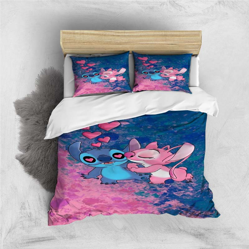 Mini Kawaii (Stitch) Bedding Set, Cartoon Duvet Cover and Pillowcases, Soft and Comfortable, Customizable.