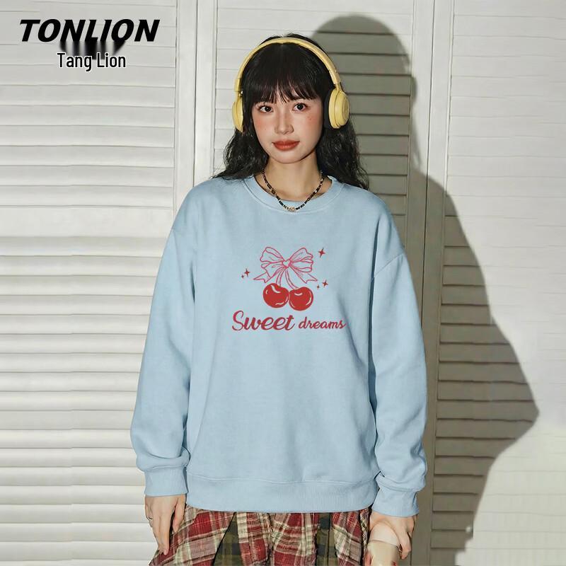 TonLion Damen Rundhals-Sweatshirt mit Schmetterlings- und Buchstaben-Print