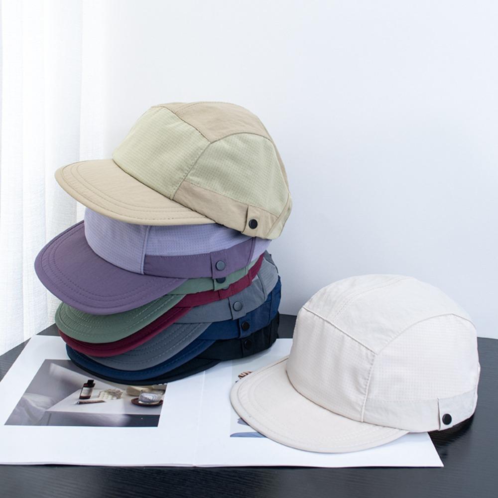 Splicing Quick-drying Dad Hat Breathable 5-panel Baseball Cap Casual Flat-brimmed Cap  Summer
