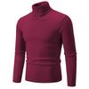 Men's High Neck Sweater Solid Color Pullover Knitted Warm Casual Turtleneck Sweatwear Woolen Mens Winter Outdoor