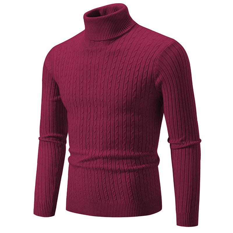 Autumn and Winter Men's Solid Color Turtleneck Sweater European Size Fashion Twist Pullover Bottoming Sweater