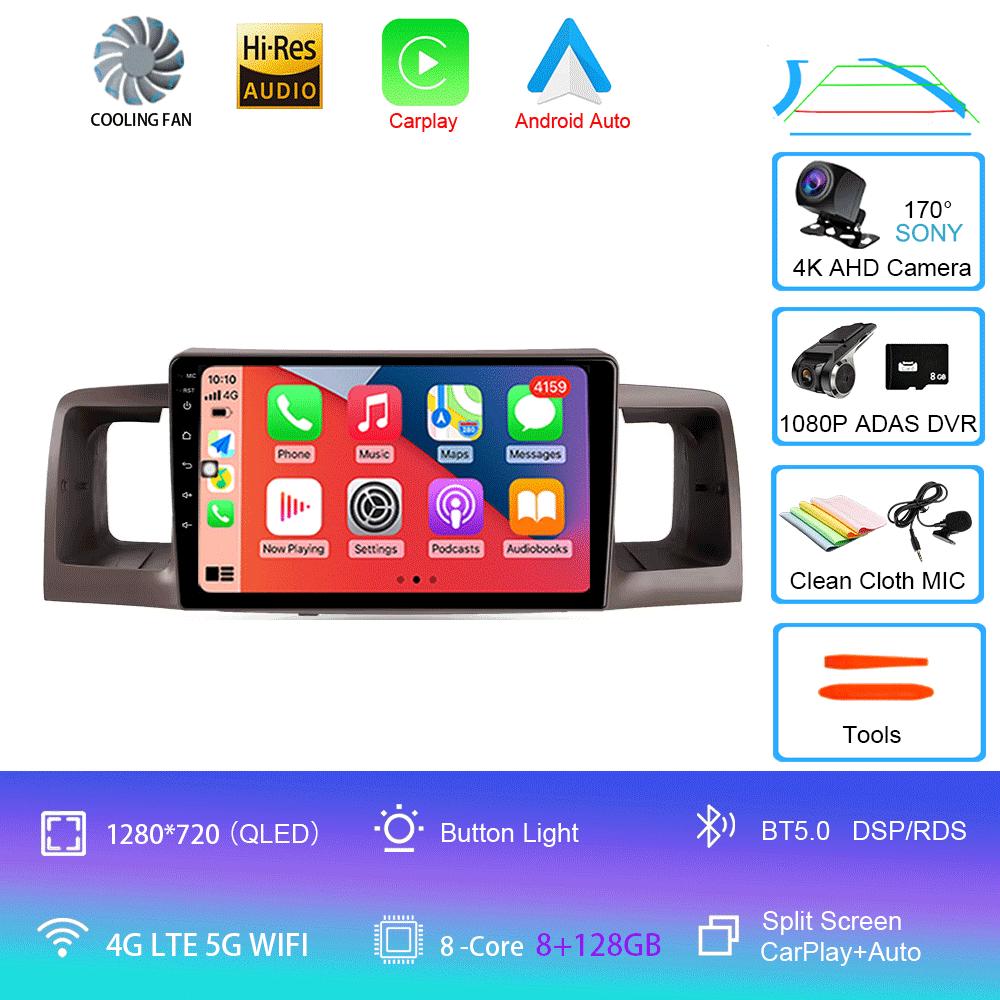 For Toyota Corolla E120 2000 - 2004 Car Radio Android 14 Carplay Multimedia Navigation Video DVD Autoradio Stereo 2din 4G+wifi
