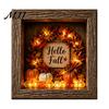 Desktop Mantel Decor Halloween Shadow Box Frame DIY Lighted Craft Kit, Wooden Night Light with Kit for Adults Sea Glass Stones, Gothic LED Memory