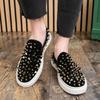 Trend New Men's Gold Slip On Punk Rivet Loafter Leisure Leather Shoes Male Comfortable Sneakers Tenis Masculino Zapatos Hombre