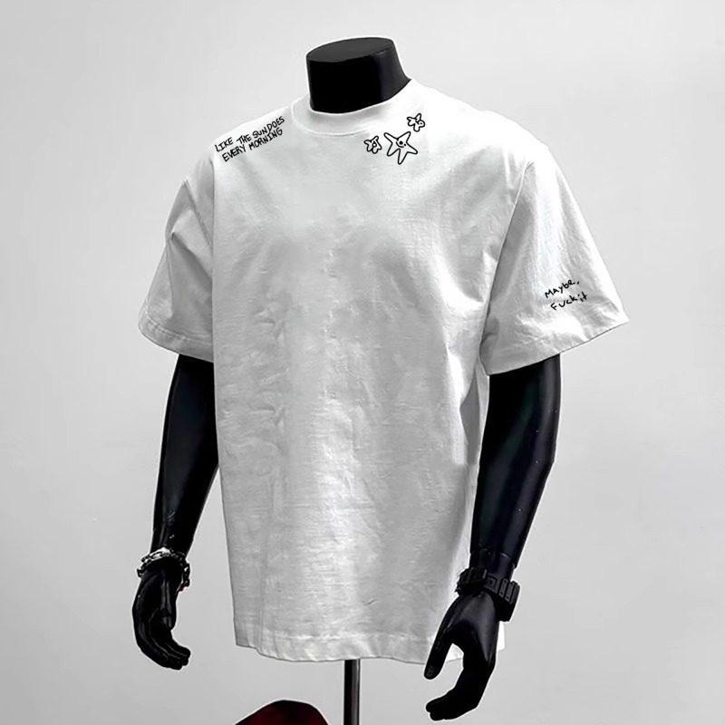 Unisex Retro American Letter Short-Sleeve Loose T-Shirt