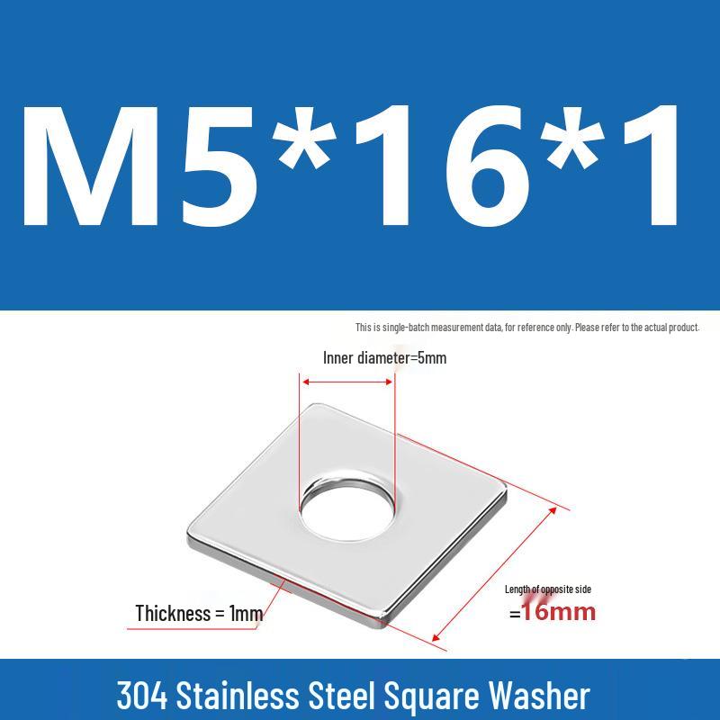 304 Stainless Steel Thickened Square Washer for Curtain Wall (M4-M16)
