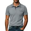 Mens Plus Size Fashion Turn Down Collar Short Sleeve Pocket Polo Shirt
