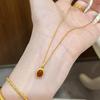 Small and Exquisite Red Zircon Pendant Light Luxury Oval Collar Chain New in Minimalist Style Necklace Party  Gift