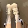 Spring and Summer Velcro Subculture Home Cute Leisure Platform Sole Canvas Shoes Board Shoes Round Head