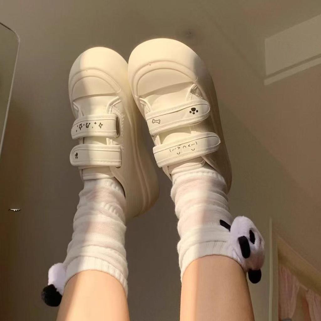 Spring and Summer Velcro Subculture Home Cute Leisure Platform Sole Canvas Shoes Board Shoes Round Head