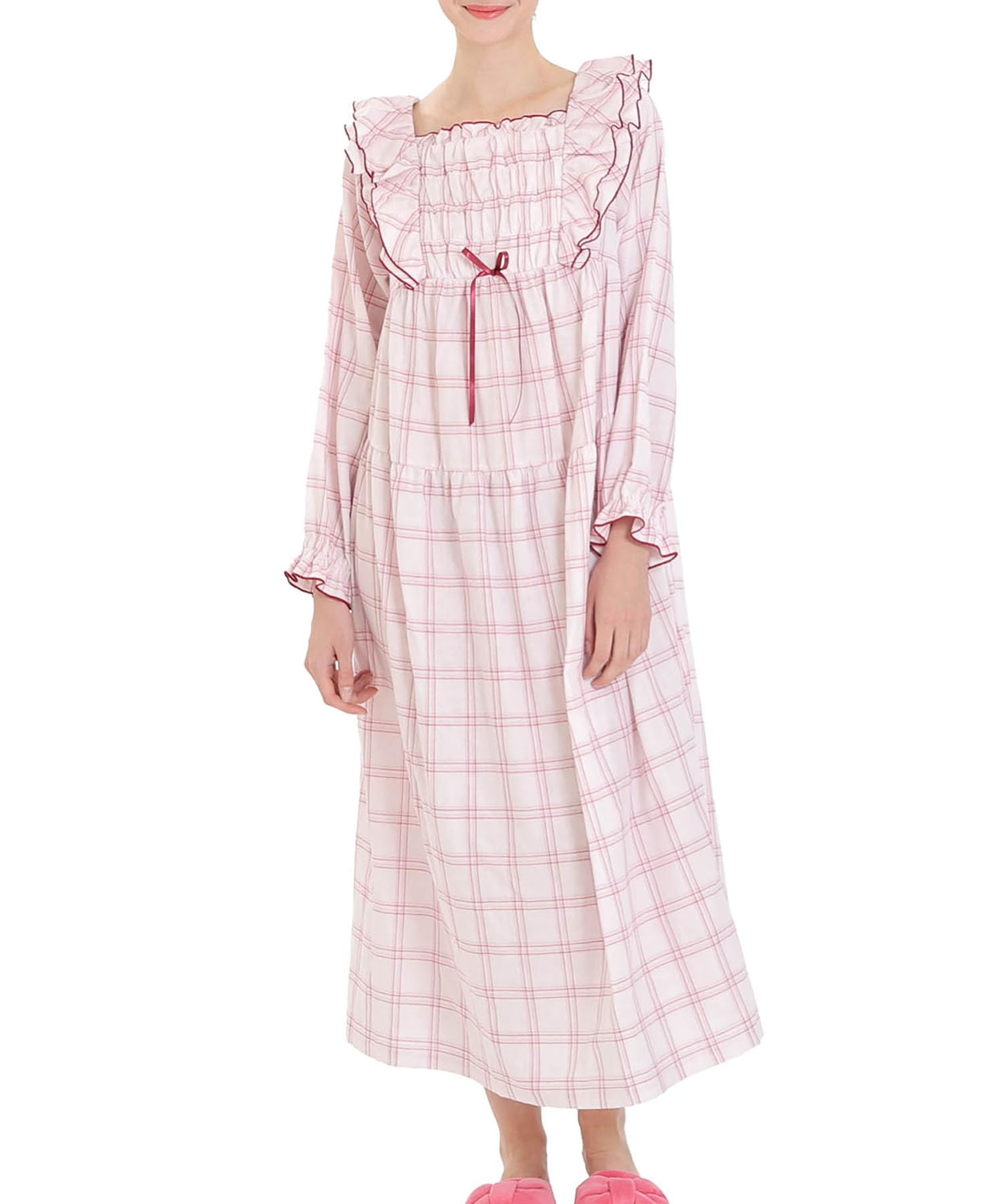 

Gauze Girly Check Dress [Narue] 50/Double розовый