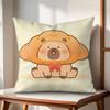 Cute Cartoon Capybara Cushion Cover Natural Linen Organic Fabric DoubleSided Printing Couch Pillow Covers Home Decor