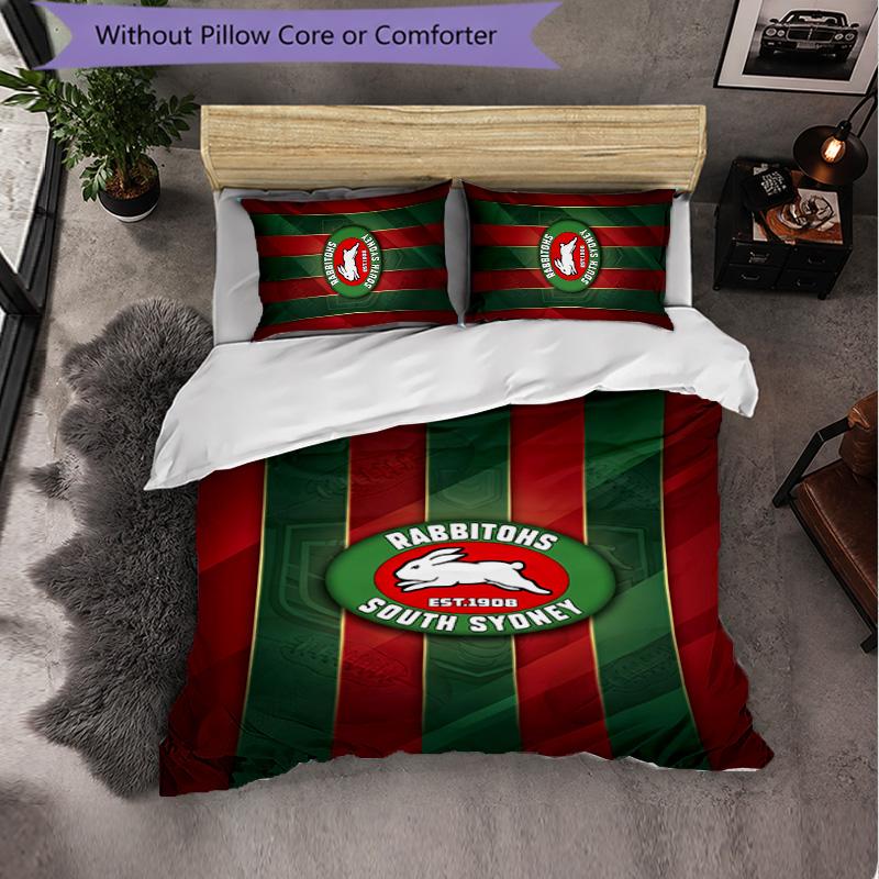 South Sydney Rabbitohs Muster Mikrofaser 3-teiliges Bettwäsche-Set Dekor Bettbezug-Set Für Schlafzimmer Heimgebrauch