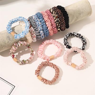 5pcs/lot Hair Tie Elegant Colorful Folds Print Women Elastic Hair Band Hair Rubber Band Girls Hair Ties Hair Accessories New