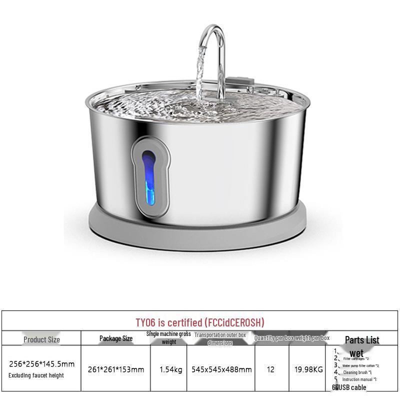 Stainless Steel 4L Cat Water Fountain with Silent Automatic Circulation