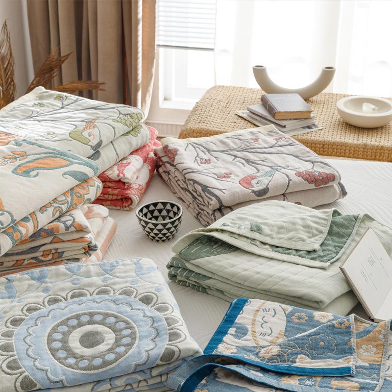 New Washed Cotton Four Layer Gauze Towel, Summer Cool Blanket, Nap Air Conditioning Blanket, Leisure Blanket, Sofa Cover Cloth