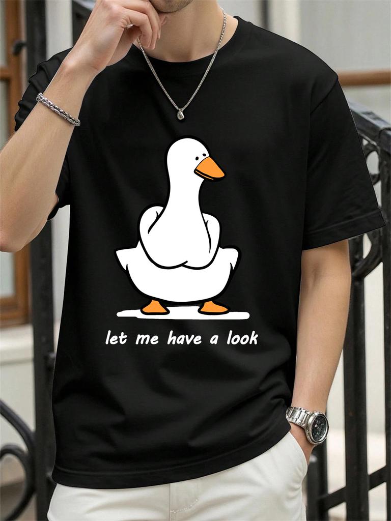 Let Me Have A Look Goose Printed TShirts Womens Cotton Summer Tops Soft Loose ONeck Short Sleeve T Shirts Casual Woman Clothes