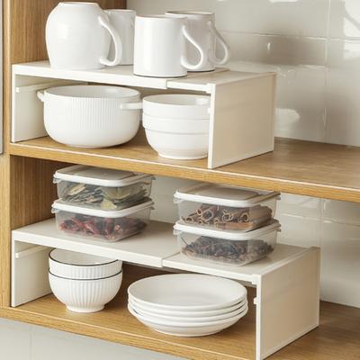 Retractable Storage Rack Plates Cutlery Seasonings Organization Kitchen Cabinets And Counter Layered Shelves Increase Space Space Capacity Stackable