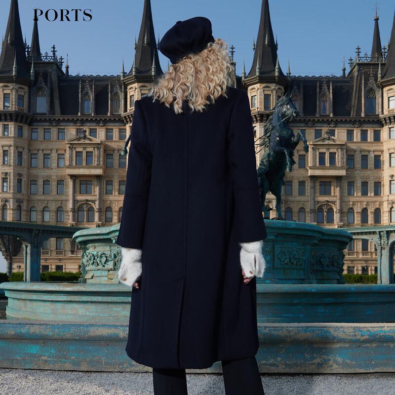 Ports Women's Dark Night Blue Mid-Length Wool-Cashmere Coat