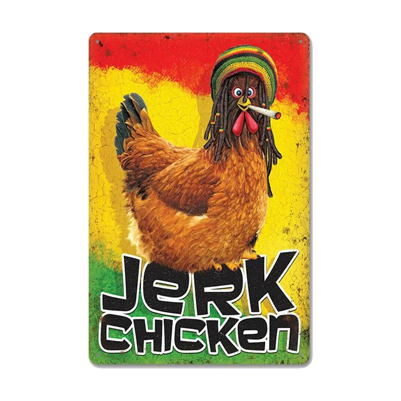 Chickens Tin Signs Metal Vintage Poster Rooster Hens Eggs Retro Plaque Wall Stickers Painting for Farm Door Home Decor