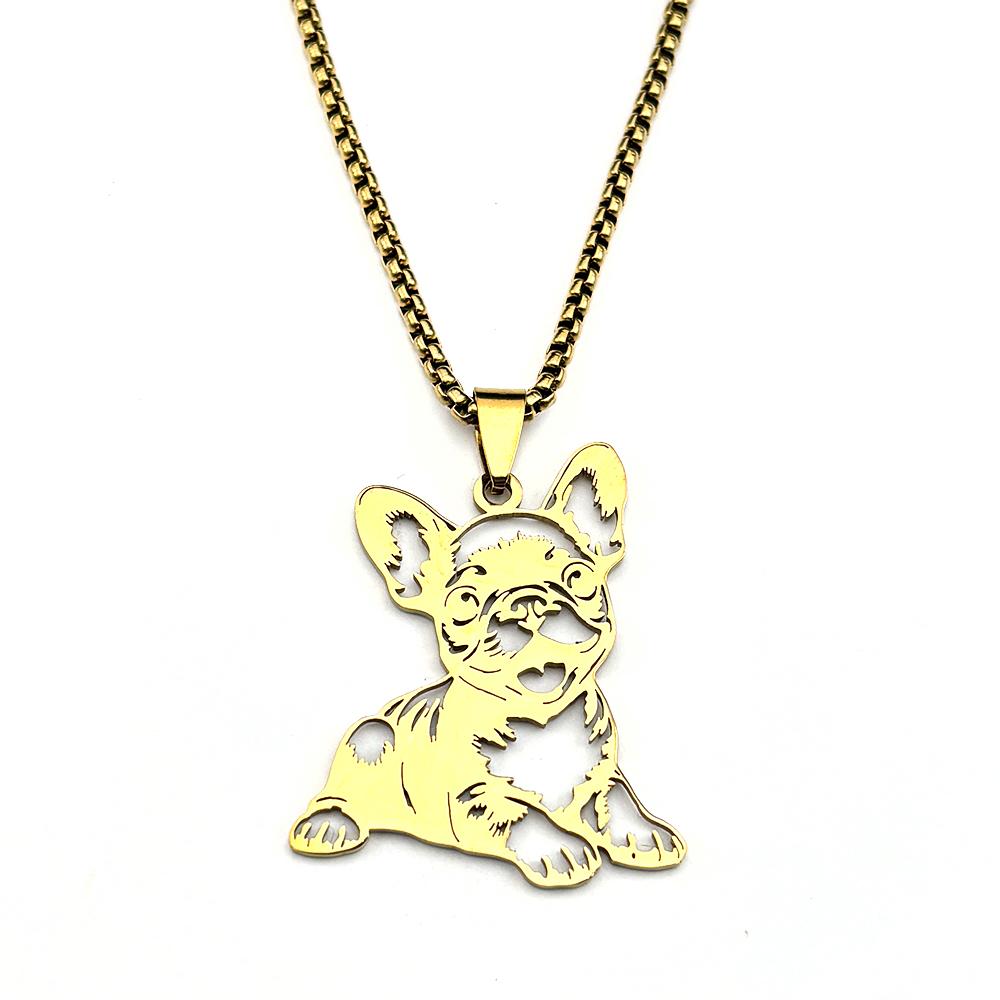 Cute French Bulldog Pendant Necklace Women Men Stainless Steel New Design Trendy Animal Puppy Pet Jewelry Gift For Dog Lovers